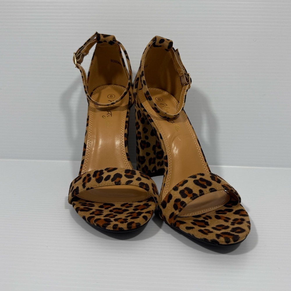 Herstyle | Leopard Print Block Heel Sandals Women’s 8